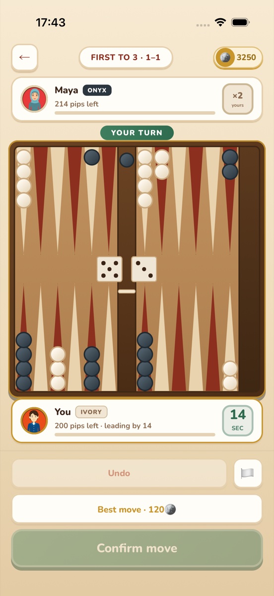 A Backgammon Clash match in progress